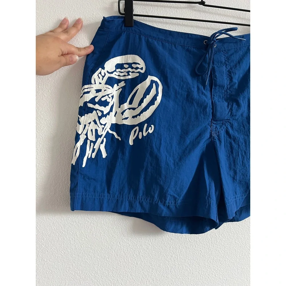 Polo Ralph Lauren Blue Lobster Graphic Swim Trunks 36 Yacht Club Summer Vacation - Picture 2 of 5